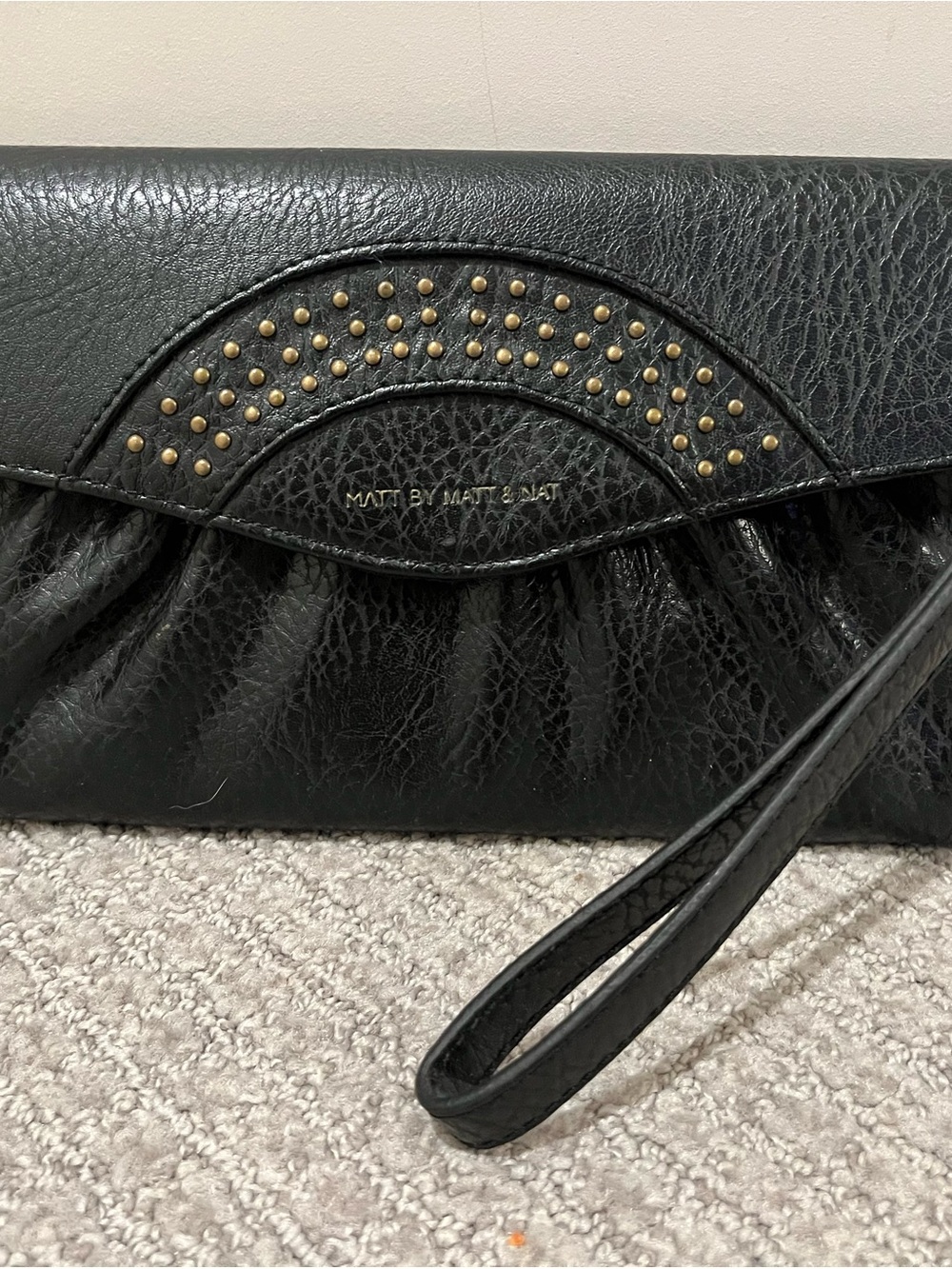 Matt & Nat Black Studded Wristlet Clutch